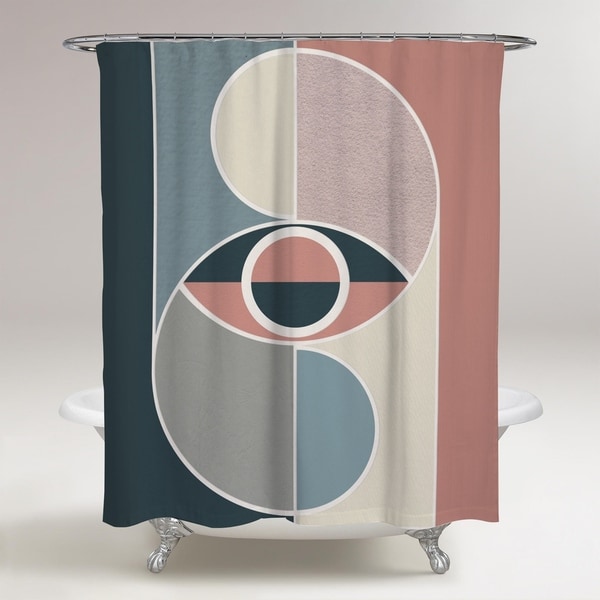 Oliver Gal 'Balancing Sight' Abstract Decorative Shower Curtain Geometric - Pink, Blue