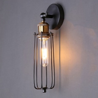 Vintage Industrial Black & Bronze Edison Cage Wall Sconce