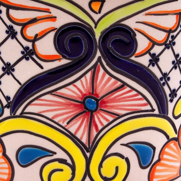 Novica Handmade Colorful Mercado Ceramic Flower Pot (6.25 Inch Diameter)