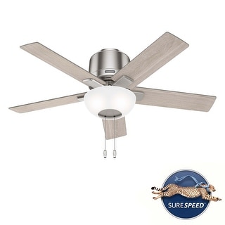 Hunter 44" Fitzgerald Low Profile Ceiling Fan with LED Light Kit and Pull Chain