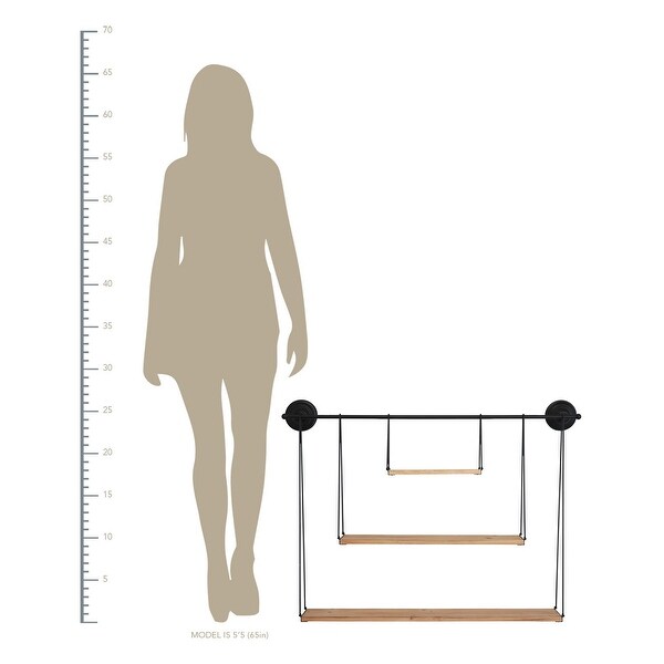 30" 3 Tier Metal and Wood Wall Shelf