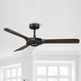 52" Industrial Ceiling Fan with Three Wood Blades and Remote Control