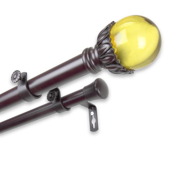 InStyleDesign Cassava Adjustable Double Curtain Rod with Resin Finials