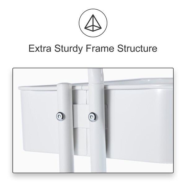 White 3-Tier Rolling Storage Utility Cart, Heavy Duty Craft Cart with Wheels and Handle