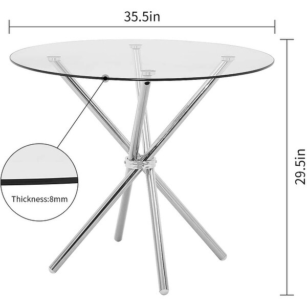 35.5 inch Tempered Glass Round Dining Table