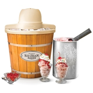 Nostalgia WICM4L 4-Quart Electric Wood Bucket Ice Cream Maker