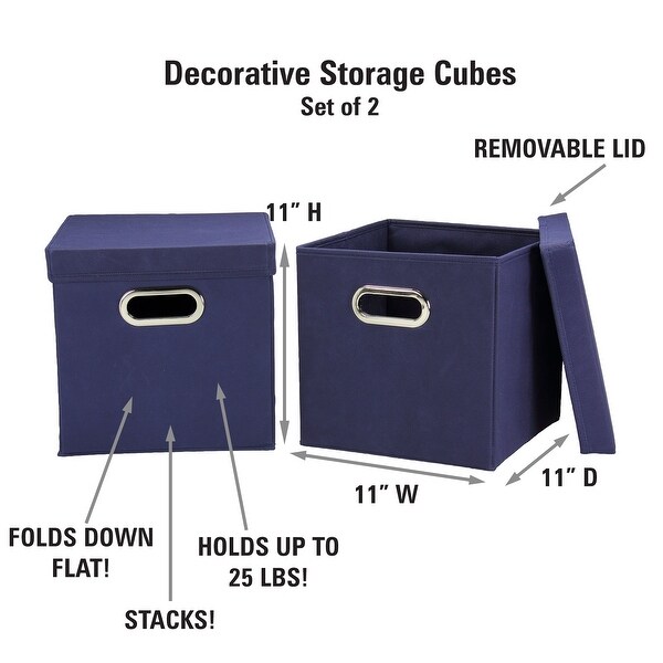 Lidded Navy Storage Cubes (Pack of 2)