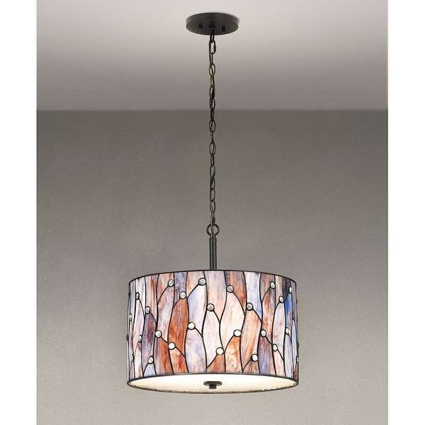 Vines 18-inch 3-light Tiffany-style Blue and Purple Pendant