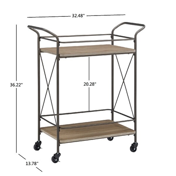 Duran Bronze Finish Metal X-Frame Bar Cart with Walnut Wood Shelf by iNSPIRE Q Modern