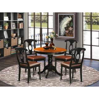 Antique 5-piece Dining Set Including 4 Dining Chairs in Black & Cherry Finish (Chair Seats Option)