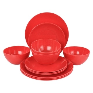 Martha Stewart 12-Piece Melamine Dinnerware Set in Red