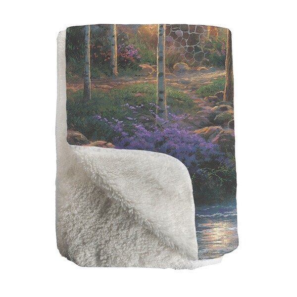 Thomas Kinkade Twilight Cottage Sherpa Throw Blanket By Laural Home