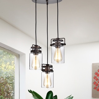 Oil Rubbed Bronze 3-Light Multi Light Adjustable Pendant with Clear Glass Sconce - Oil Rubbed Bronze