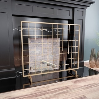 SEI Furniture Glenavon Contemporary Gold Metal Fireplace Screen