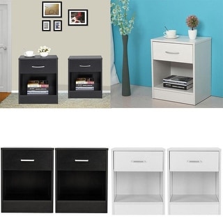 1-drawer Contemporary Bedside Storage Nightstands (Set of 2)