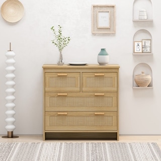 Natural 4 Drawers Rattan Cabinet