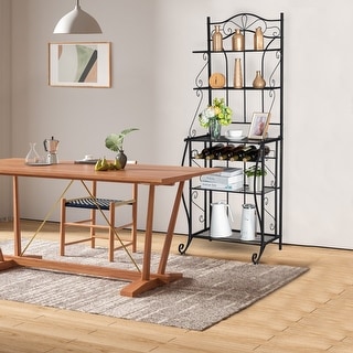 5 Tier Multiuse Black Metal Kitchen Bakers Rack