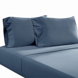 Ivy 4 Piece King Size Cotton Ultra Soft Bed Sheet Set, Prewashed, Dark Blue