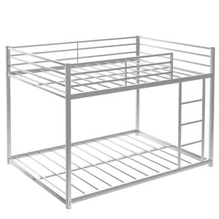 Metal Bunk Bed, Low Bunk Bed with Ladder