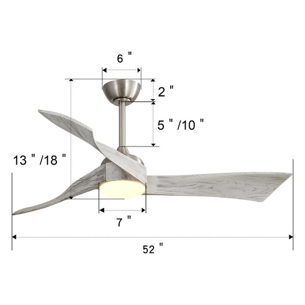 52" Solid Wood Ceiling Fans Chandelier Remote Control 6 Speed Remote Energy-saving DC Motor 3 Blade Ceiling Fan