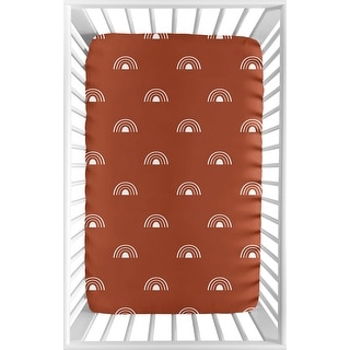 Baby Fitted Mini Portable Crib Sheet Rust White Boho Rainbow Portable Crib Pack and Play Orange Bohemian Celestial Sky Outdoors