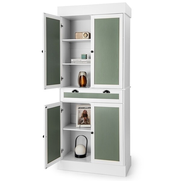 Costway 72'' Kitchen Buffet Hutch Pantry Cabinet Cupboard with 4 Doors - 31'' x 16'' x 72'' (L x W x H)