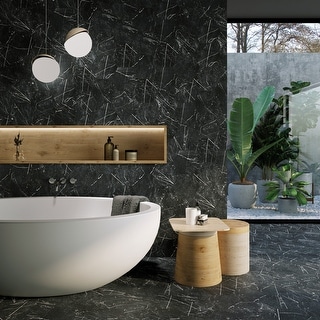 Merola Tile Marquina Hex Black 8.63" x 9.86" Porcelain Floor and Wall Tile