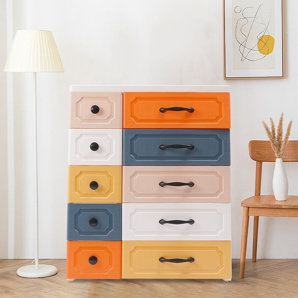 Plastic 10-Drawers Dresser Colorful Storage Cabinet Chest