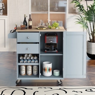 Kitchen Island Cart with Large Storage Space and Towel Rack