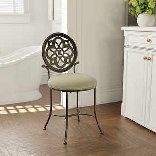 Hillsdale Marsala Antique Gray Metal Vanity Stool - Antique Gray - 34H x 16W x 18.75D; Seat Height: 19H