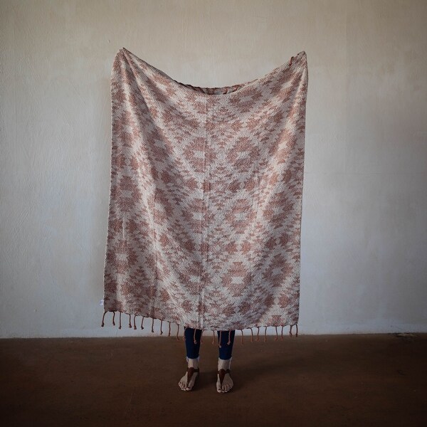 Foreside Home & Garden Hand Woven Jacquard Orange Cotton Throw Blanket