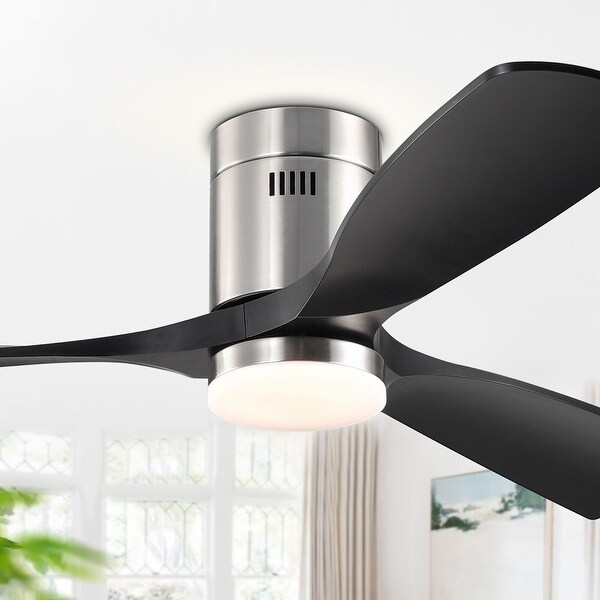 52" 3 Blade Flush Mount Ceiling Fans with LED Light Remote Control - 52 inch