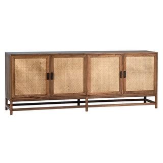 Khloe 83" Exotic Wood and Rattan 4-Door Sideboard