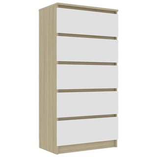 vidaXL Drawer Sideboard White and Sonoma Oak 23.6"x13.8"x47.6" Engineered Wood