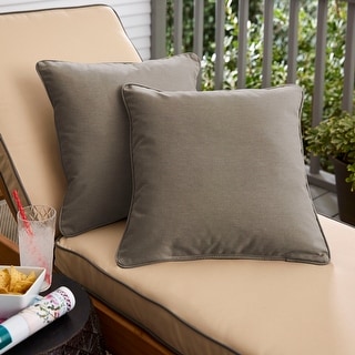 Sunbrella Canvas Taupe Corded Indoor/ Outdoor Pillow Set