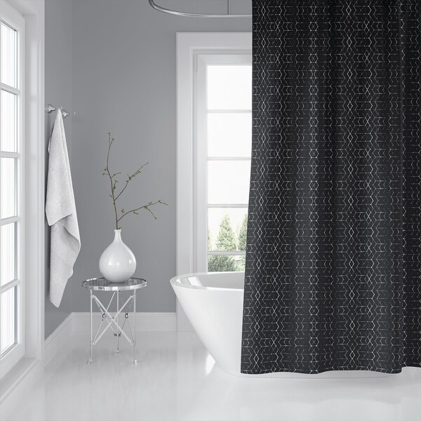 SHIBORI DIAMONDS CHARCOAL Shower Curtain By Kavka Designs