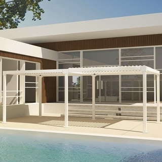 Aoodor Outdoor Pergola 10'x20' Aluminum Pergola Rainproof Gazebo Patio Sun Shade Shelter with Adjustable Roof