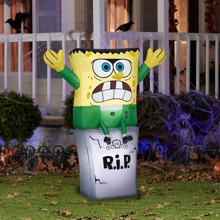 Gemmy Airblown SpongeBob as Monster on Tombstone Nick, 3 ft Tall, Multi
