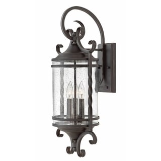Hinkley Casa 3-Light Outdoor Wall Mount in Olde Black with Clear Seedy