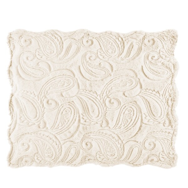 Paisley Textured Fake Fur Scalloped Edge Pillow Sham