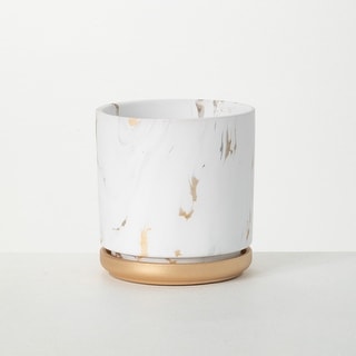 Sullivans Marble Gilded Medium Ceramic Planter 5"H Multicolored - 5.25"L x 5.25"W x 5"H