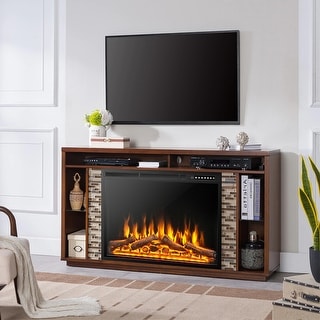 Costway 34''\37''Electric Fireplace Insert Heater Log Flame Effect w/