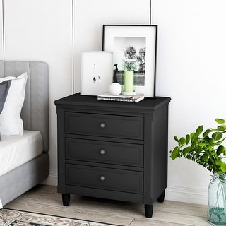 Black 3-Drawer Side Table Nightstand