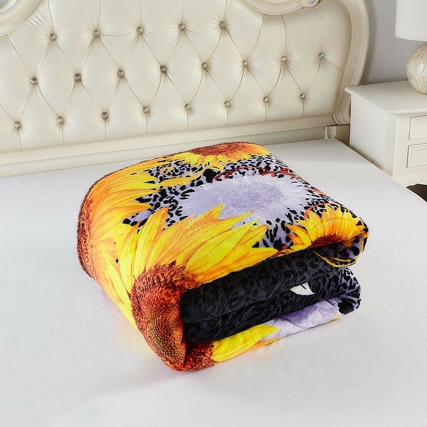 3 Pieces Blanket 2 Pillow Covers Sherpa Quilt Cal King Sunflower Grey