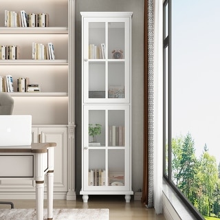 Glass Display Cabinet Glass Curio Doors Bathroom Cabinet White Lacquer