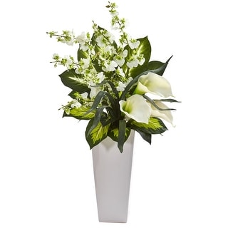 29" Calla Lily & Orchid Artificial Arrangement in Vase
