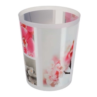 Orchid Print Plastic Trash Can Wastebasket 4.5-liters-1.2-Gal - 9.4" H x 7.8" W x 6.2" L