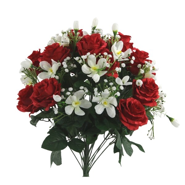 30 Stems Faux Rose Buds Filler Mixed Flower Bush