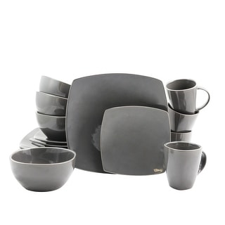 Soho Lounge 16-piece Square Grey Dinnerware Set (Service for 4)