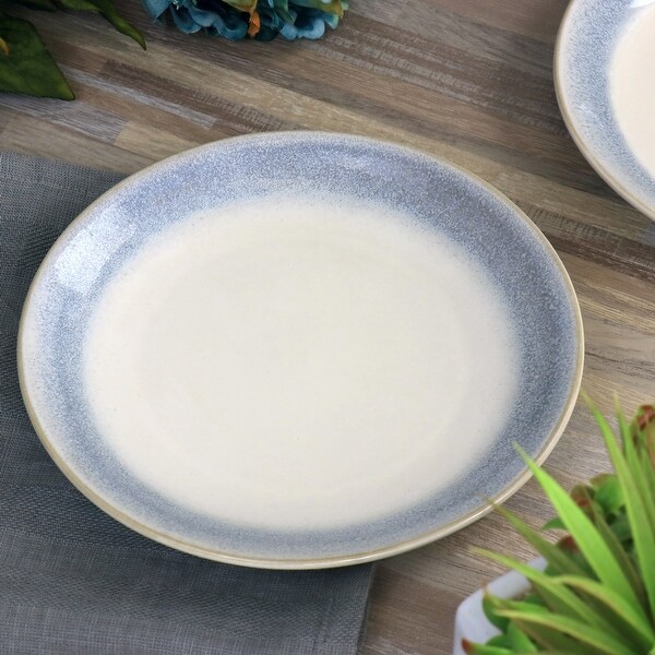 Martha Stewart Blue Rim 8.25 Inch 6 Piece Stoneware Salad Plate Set - 8.25"